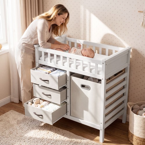 Wooden baby changing table - baby,